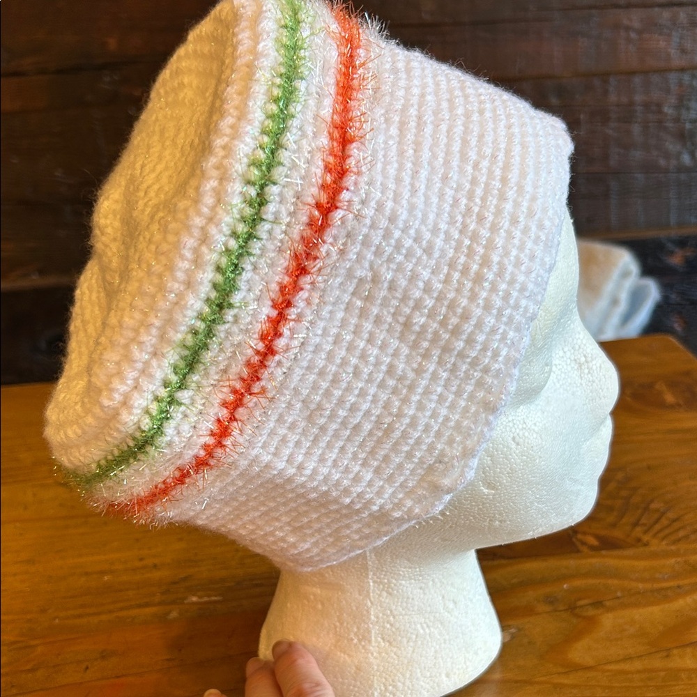Hand knitted Unisex skullcap multi colored